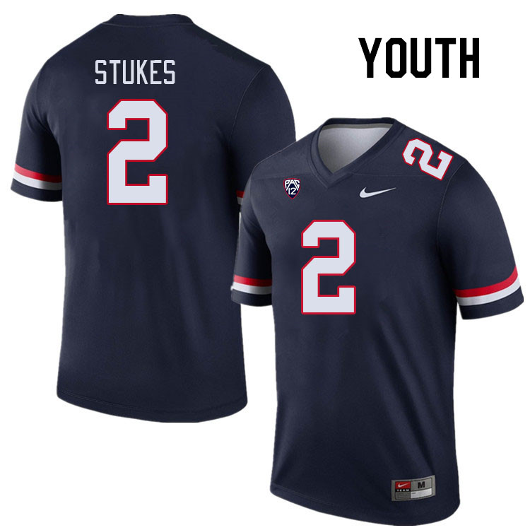 Youth #2 Treydan Stukes Arizona Wildcats College Football Jerseys Stitched Sale-Navy - Click Image to Close